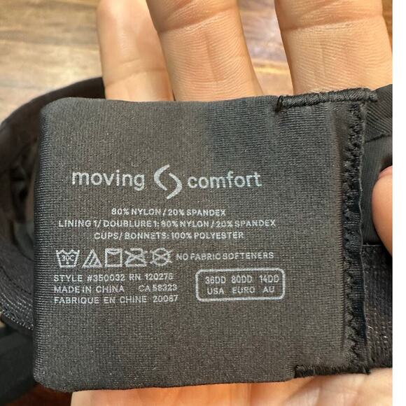 Moving Comfort Women's Black Luna High Impact Wire Free Sports Bra Size 36DD - Picture 3 of 4